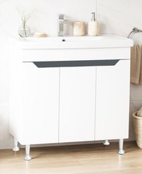 Set Baza front MDF si Lavoar seria 756, 80 cm, alb + antracit - 1