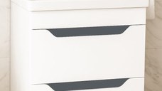Set Baza front MDF si Lavoar seria 756, cu sertare, 60 cm, alb + antracit