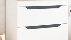Set Baza front MDF si Lavoar seria 756, cu sertare, 80 cm, alb + antracit