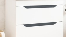 Set Baza front MDF si Lavoar seria 756, cu sertare, 80 cm, alb + antracit