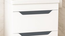 Set Baza front MDF si Lavoar seria 756, cu sertare, montat, 60 cm, alb + antracit