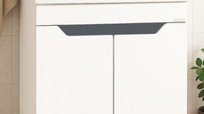 Set Baza front MDF si Lavoar seria 756, montat, 60 cm, alb + antracit