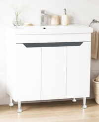 Set Baza front MDF si Lavoar seria 756, montat, 80 cm, alb + antracit - 1