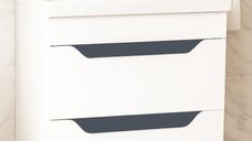 Set Baza front MDF si Lavoar seria 756, suspendata, cu sertare, 60 cm, alb + antracit