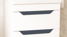 Set Baza front MDF si Lavoar seria 756, suspendata, cu sertare, 60 cm, alb + antracit