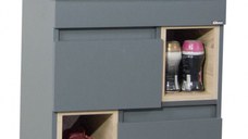 Set Baza front MDF si Lavoar seria 760, cu picioare metalice, 60 cm, antracit + sonoma