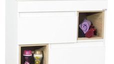 Set Baza front MDF si Lavoar seria 760, cu picioare metalice, 80 cm, alb + sonoma