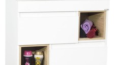 Set Baza front MDF si Lavoar seria 760, cu picioare metalice, 80 cm, alb + sonoma