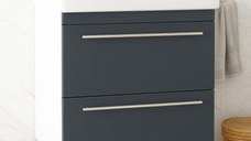 Set Baza front MDF si Lavoar seria 766, suspendata cu sertare, 60 cm, antracit