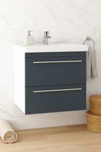 Set Baza front MDF si Lavoar seria 766, suspendata cu sertare, 60 cm, antracit - 1