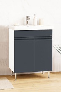 Set Baza front MDF si Lavoar seria 786, 60 cm, antracit - 1