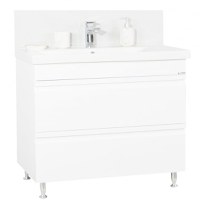 Set Baza front MDF si Lavoar seria 786, cu sertare, 100 cm, alb - 1