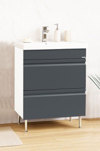 Set Baza front MDF si Lavoar seria 786, cu sertare, 60 cm, antracit - 1