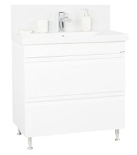 Set Baza front MDF si Lavoar seria 786, cu sertare, 80 cm, alb - 1