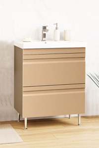 Set Baza front MDF si Lavoar seria 786, cu sertare, montat, 60 cm, cappuccino - 1