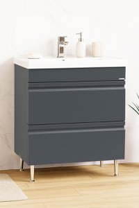 Set Baza front MDF si Lavoar seria 786, cu sertare, montat, 70 cm, antracit - 1