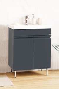 Set Baza front MDF si Lavoar seria 786, montat, 60 cm, antracit - 1