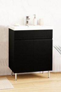Set Baza front MDF si Lavoar seria 786, montat, 60 cm, negru - 1