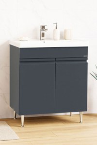 Set Baza front MDF si Lavoar seria 786, montat, 70 cm, antracit - 1