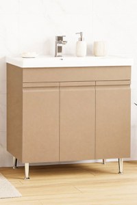 Set Baza front MDF si Lavoar seria 786, montat, 80 cm, cappuccino - 1
