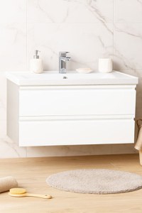 Set Baza front MDF si Lavoar seria 786, suspendata cu sertare, 100 cm, alb - 1