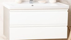 Set Baza front MDF si Lavoar seria 786, suspendata cu sertare, 100 cm, alb