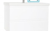 Set Baza front MDF si Lavoar seria 786, suspendata cu sertare, 100 cm, alb