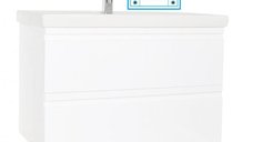 Set Baza front MDF si Lavoar seria 786, suspendata cu sertare, 80 cm, alb