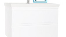 Set Baza front MDF si Lavoar seria 786, suspendata cu sertare, 80 cm, alb