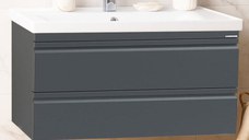 Set Baza front MDF si Lavoar seria 786, suspendata, cu sertare, montat, 100 cm, antracit