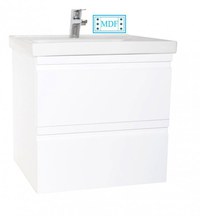 Set Baza front MDF si Lavoar seria 786, suspendata cu sertare, montat, 60 cm, alb - 1