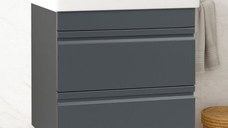 Set Baza front MDF si Lavoar seria 786, suspendata, cu sertare, montat, 60 cm, antracit