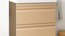 Set Baza front MDF si Lavoar seria 786, suspendata, cu sertare, montat, 60 cm, cappuccino