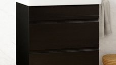 Set Baza front MDF si Lavoar seria 786, suspendata, cu sertare, montat, 60 cm, negru