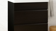 Set Baza front MDF si Lavoar seria 786, suspendata, cu sertare, montat, 60 cm, negru