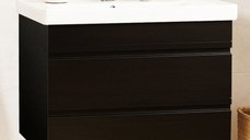 Set Baza front MDF si Lavoar seria 786, suspendata, cu sertare, montat, 70 cm, negru