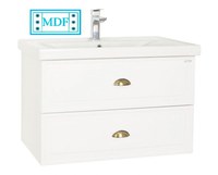 Set Baza front MDF  si Lavoar seria 796, suspendata cu sertare, 80 cm, alb rustic - 1