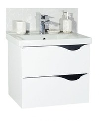 Set Baza front MDF si Lavoar seria 797, suspendata cu sertare, 60 cm, alb - 1