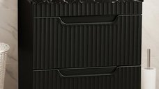 Set Baza front MDF si Lavoar seria 833, cu sertare, montat, 60 cm, negru