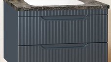 Set Baza front MDF si Lavoar seria 833, suspendata, cu sertare, montat, 80 cm, antracit