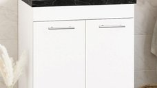Set Baza si Lavoar 867, Suspendat, 60 cm, Alb si Negru