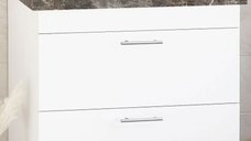 Set Baza si Lavoar 867, suspendat, cu sertare, 80 cm, alb si antracit