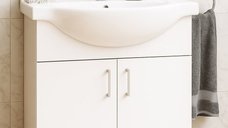 Set Baza si Lavoar seria 001, eco, montat, 66 cm, alb