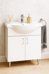 Set Baza si Lavoar seria 001, eco, montat, 66 cm, alb - 1