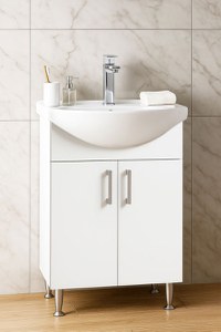 Set Baza si Lavoar seria 001, eco, montata, 50 cm, alb - 1