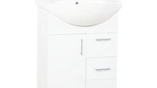 Set Baza si Lavoar Seria 005, Alb, Eco, 55 cm, cu Sertare