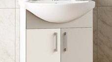 Set Baza si Lavoar seria 005, eco, montat, 50 cm, alb + taupe