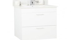 Set Baza si Lavoar seria 067, suspendata cu sertare, 70 cm, alb
