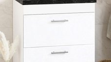 Set Baza si Lavoar seria 867, suspendata, cu sertare, 60 cm, alb + negru
