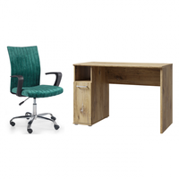 Set birou NIKO PAN, stejar deschis Flagstaff, 110x51x73,5 cm si scaun de birou DORAL, verde, 55x58x98 cm - 1